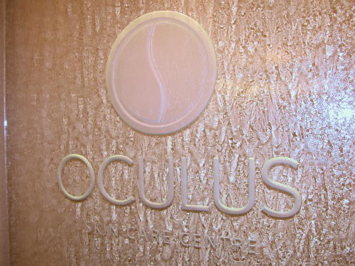 The water does not obscure the logo
